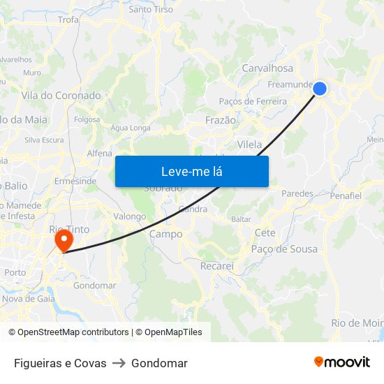 Figueiras e Covas to Gondomar map