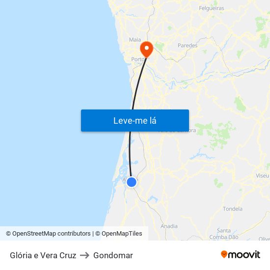 Glória e Vera Cruz to Gondomar map