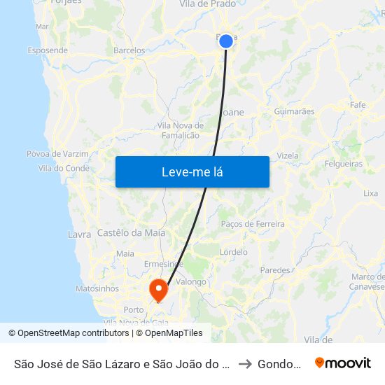 São José de São Lázaro e São João do Souto to Gondomar map