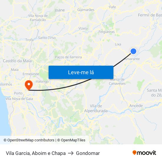 Vila Garcia, Aboim e Chapa to Gondomar map