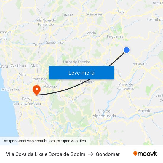 Vila Cova da Lixa e Borba de Godim to Gondomar map