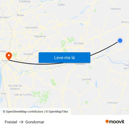 Freixiel to Gondomar map