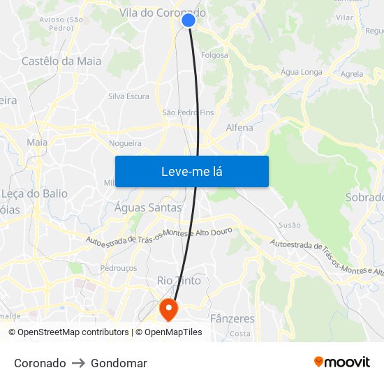 Coronado to Gondomar map