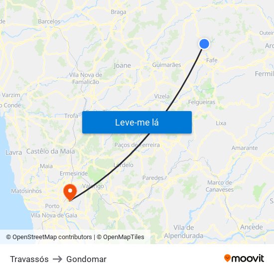 Travassós to Gondomar map