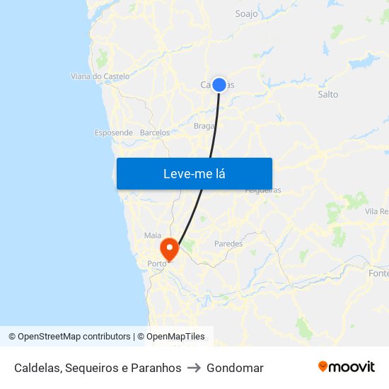 Caldelas, Sequeiros e Paranhos to Gondomar map