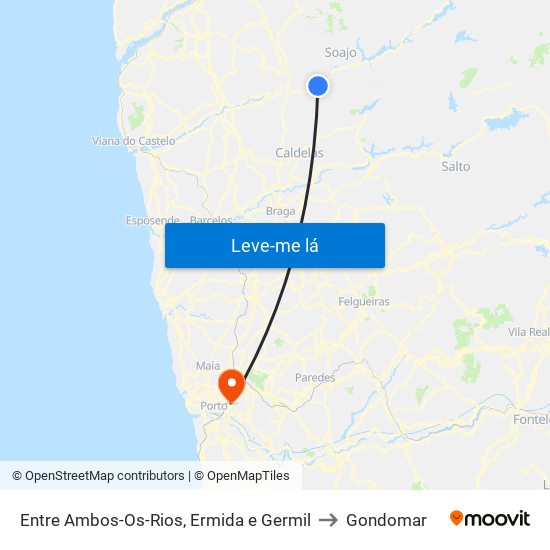 Entre Ambos-Os-Rios, Ermida e Germil to Gondomar map