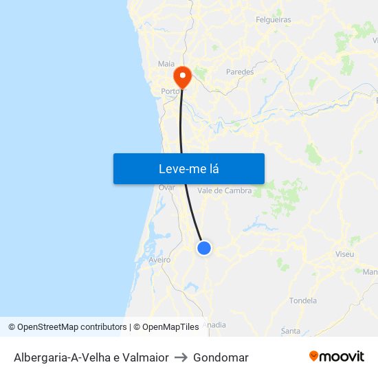 Albergaria-A-Velha e Valmaior to Gondomar map