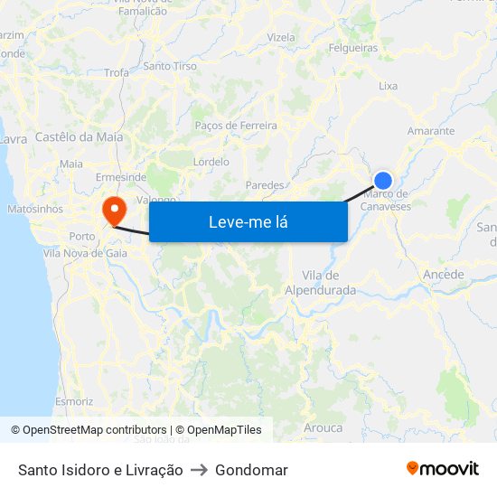 Santo Isidoro e Livração to Gondomar map