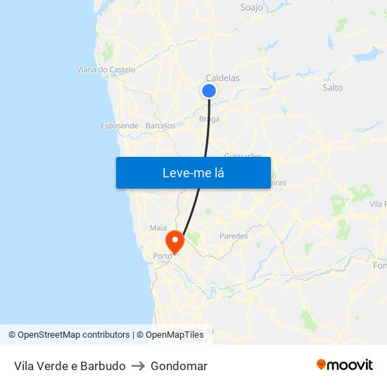 Vila Verde e Barbudo to Gondomar map