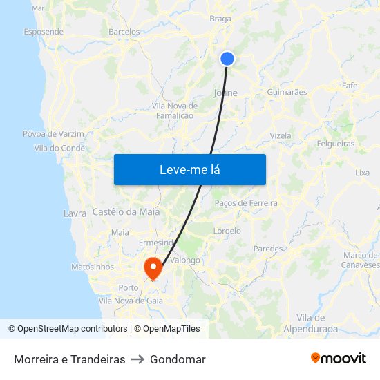 Morreira e Trandeiras to Gondomar map