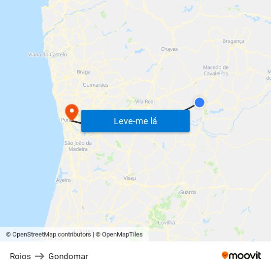 Roios to Gondomar map