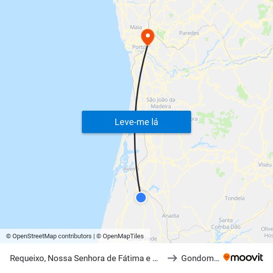 Requeixo, Nossa Senhora de Fátima e Nariz to Gondomar map