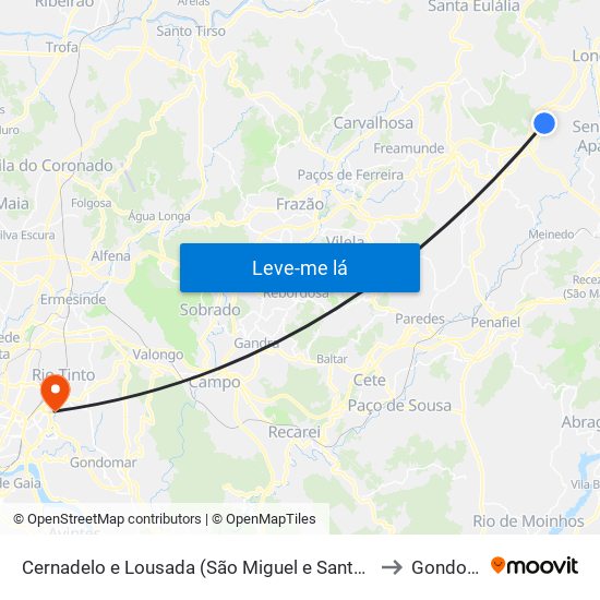 Cernadelo e Lousada (São Miguel e Santa Margarida) to Gondomar map