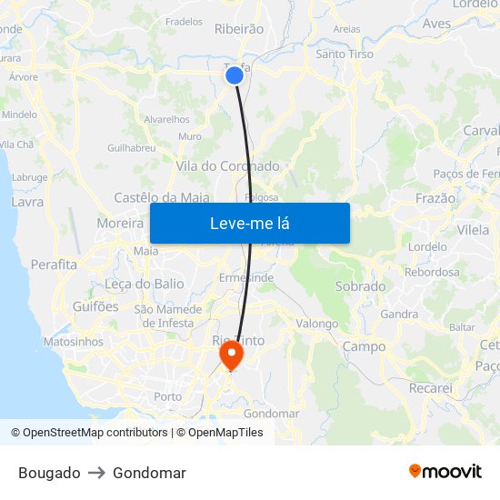 Bougado to Gondomar map