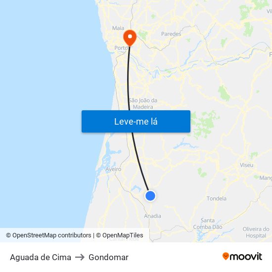 Aguada de Cima to Gondomar map