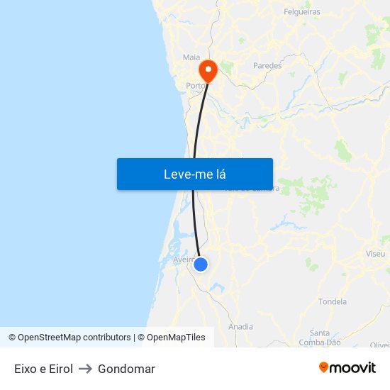 Eixo e Eirol to Gondomar map