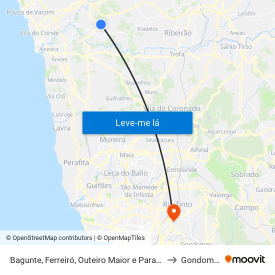 Bagunte, Ferreiró, Outeiro Maior e Parada to Gondomar map
