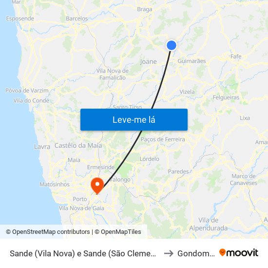 Sande (Vila Nova) e Sande (São Clemente) to Gondomar map