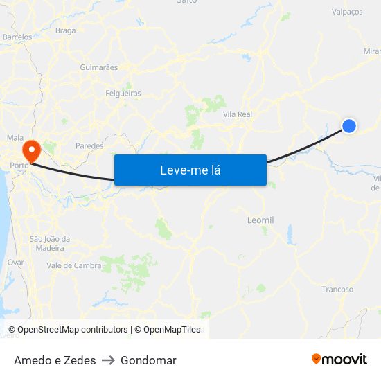 Amedo e Zedes to Gondomar map
