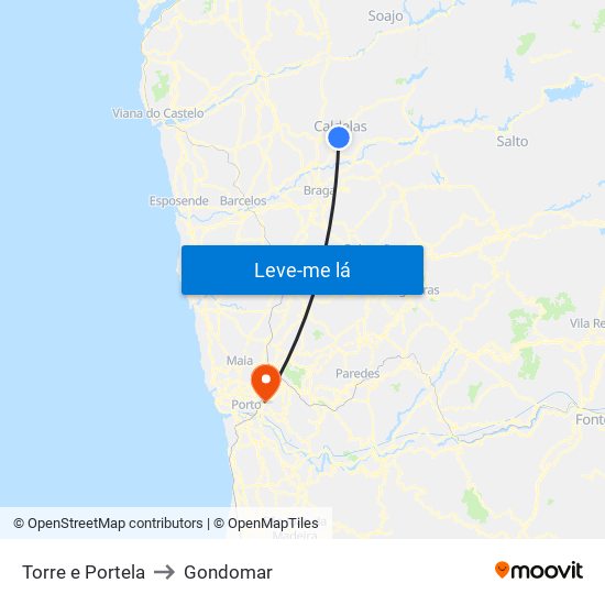 Torre e Portela to Gondomar map