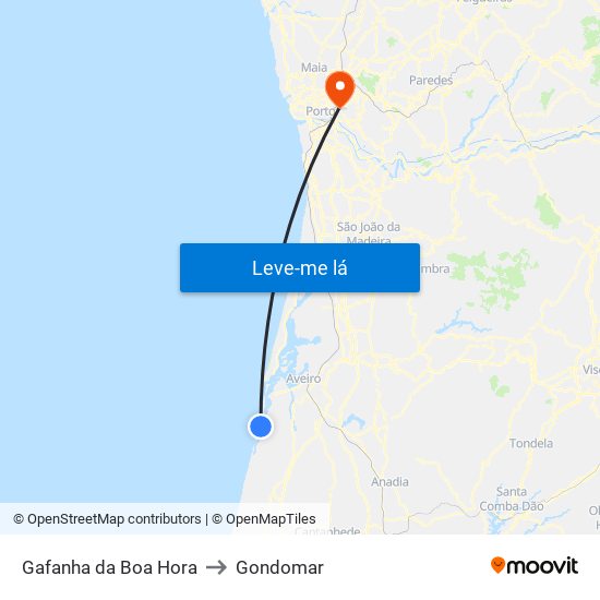 Gafanha da Boa Hora to Gondomar map