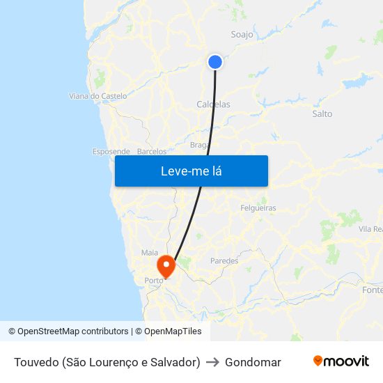 Touvedo (São Lourenço e Salvador) to Gondomar map