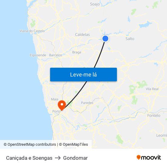 Caniçada e Soengas to Gondomar map