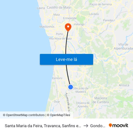 Santa Maria da Feira, Travanca, Sanfins e Espargo to Gondomar map