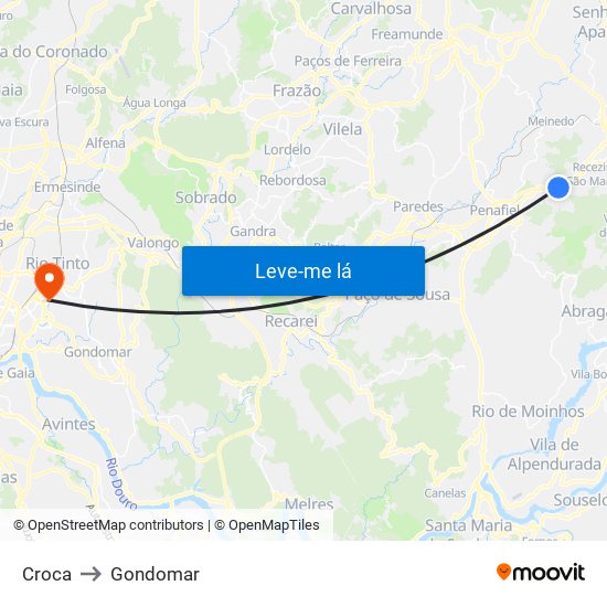 Croca to Gondomar map