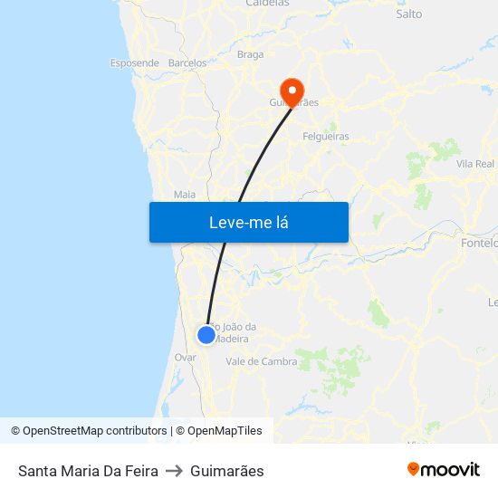 Santa Maria Da Feira to Guimarães map