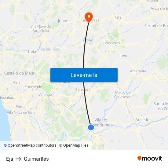 Eja to Guimarães map