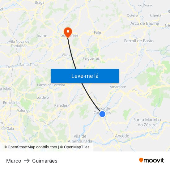 Marco to Guimarães map