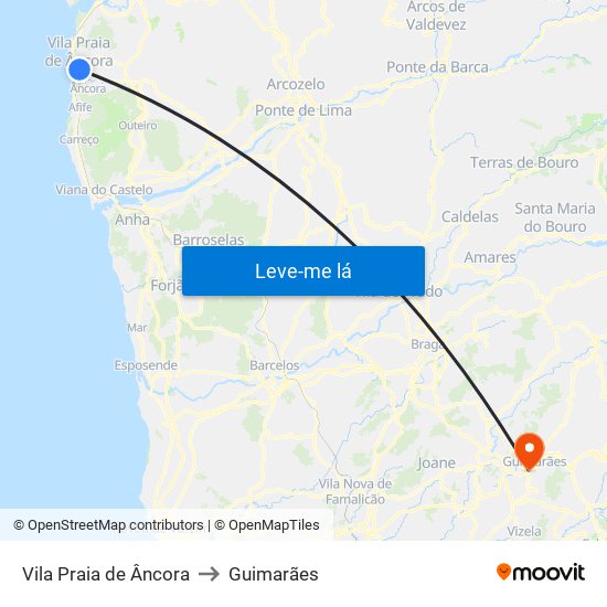 Vila Praia de Âncora to Guimarães map