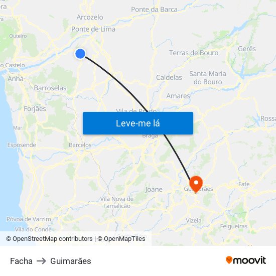 Facha to Guimarães map