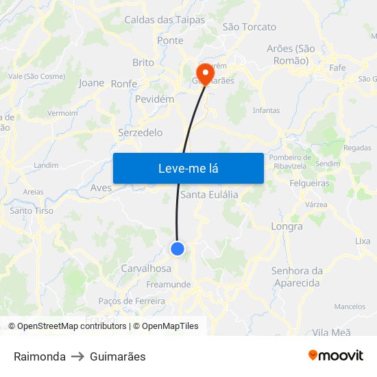 Raimonda to Guimarães map