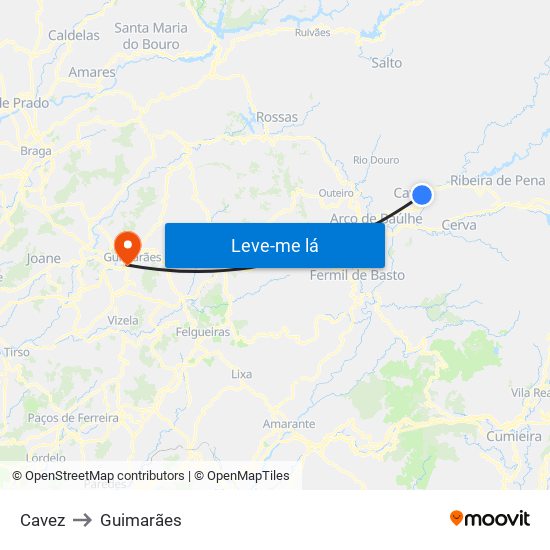 Cavez to Guimarães map