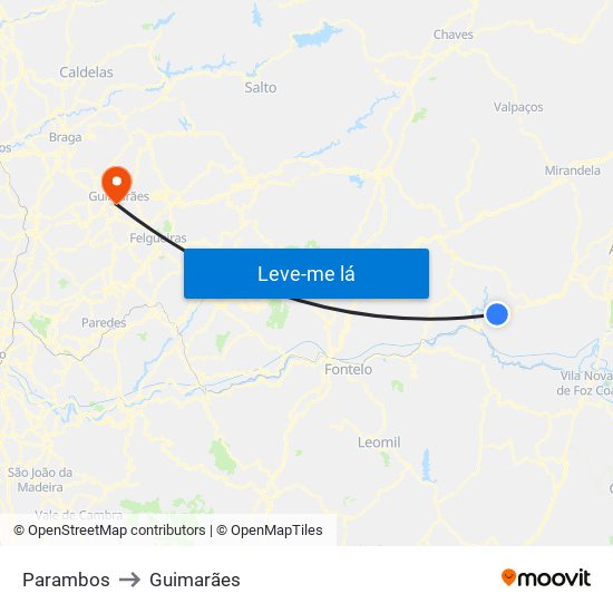 Parambos to Guimarães map