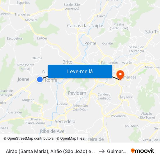 Airão (Santa Maria), Airão (São João) e Vermil to Guimarães map