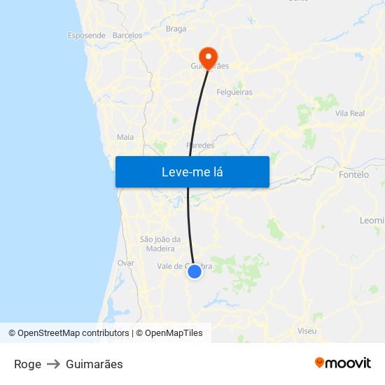 Roge to Guimarães map