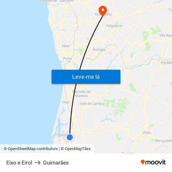 Eixo e Eirol to Guimarães map