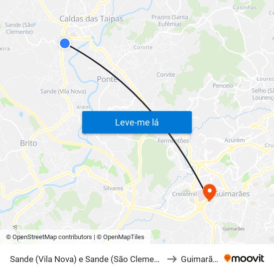 Sande (Vila Nova) e Sande (São Clemente) to Guimarães map