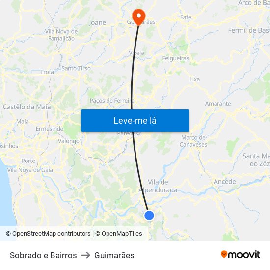 Sobrado e Bairros to Guimarães map