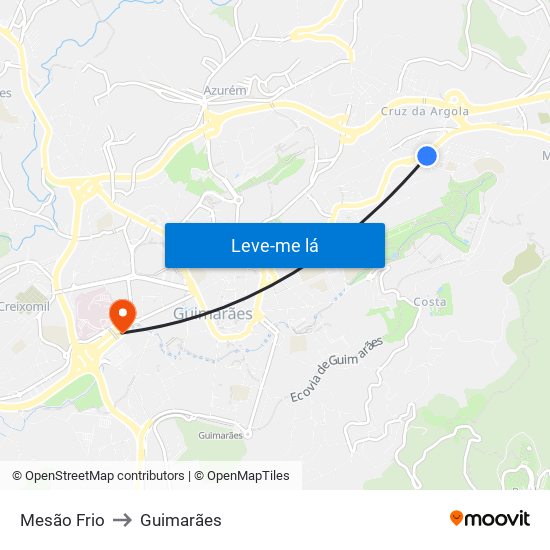 Mesão Frio to Guimarães map