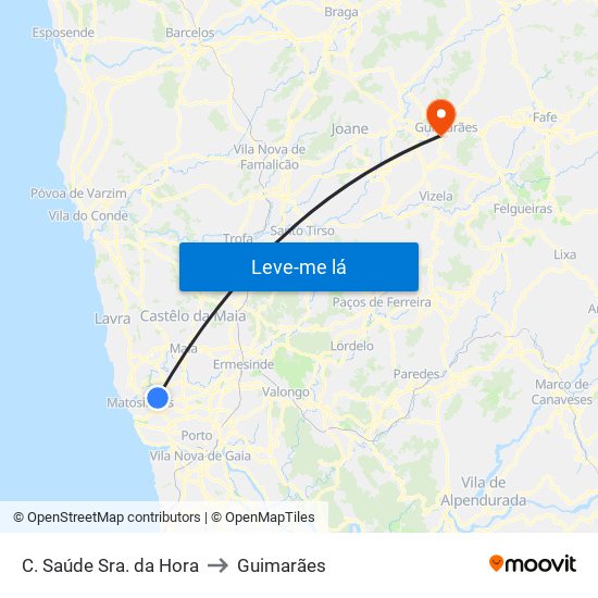 C. Saúde Sra. da Hora to Guimarães map