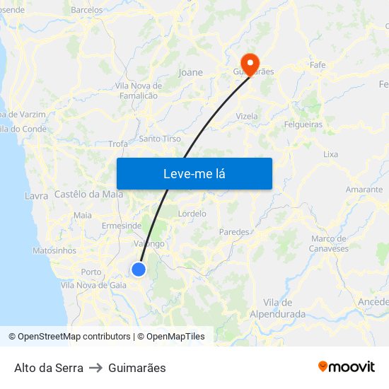Alto da Serra to Guimarães map