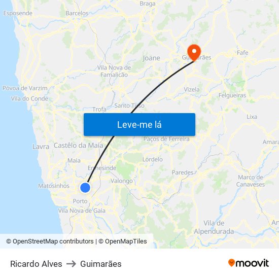 Ricardo Alves to Guimarães map