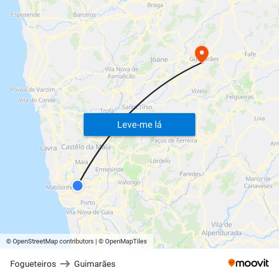 Fogueteiros to Guimarães map