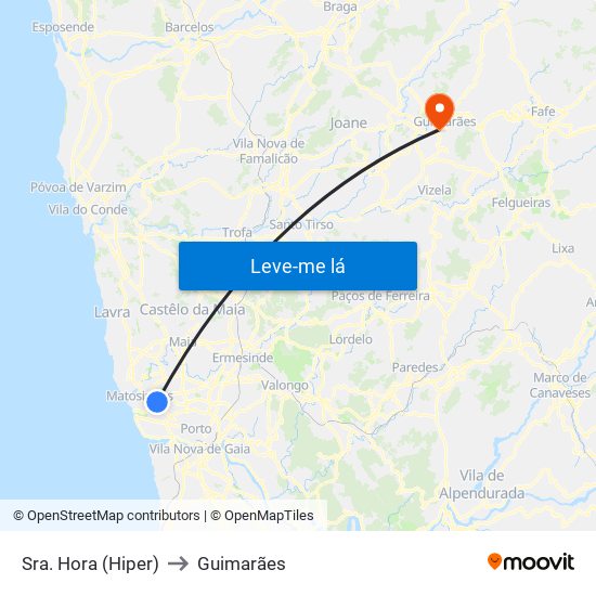 Sra. Hora (Hiper) to Guimarães map