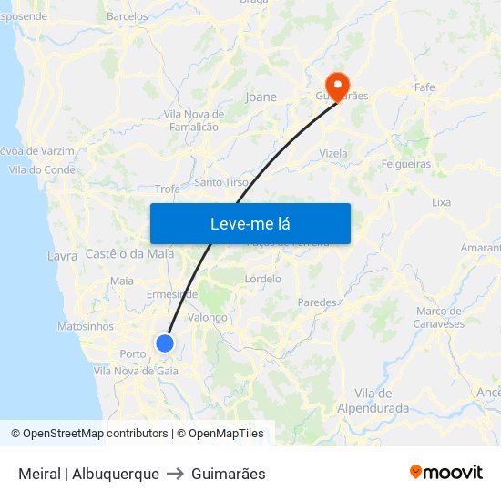 Meiral | Albuquerque to Guimarães map