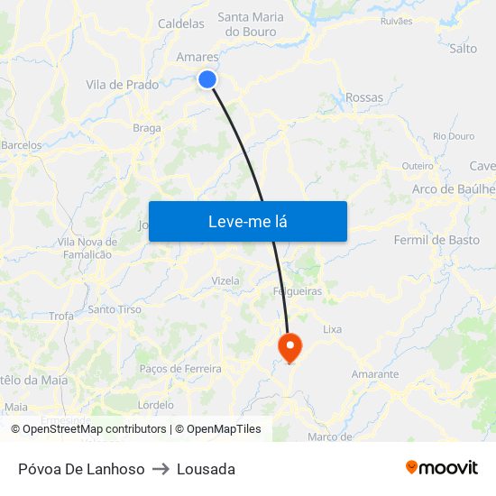 Póvoa De Lanhoso to Lousada map